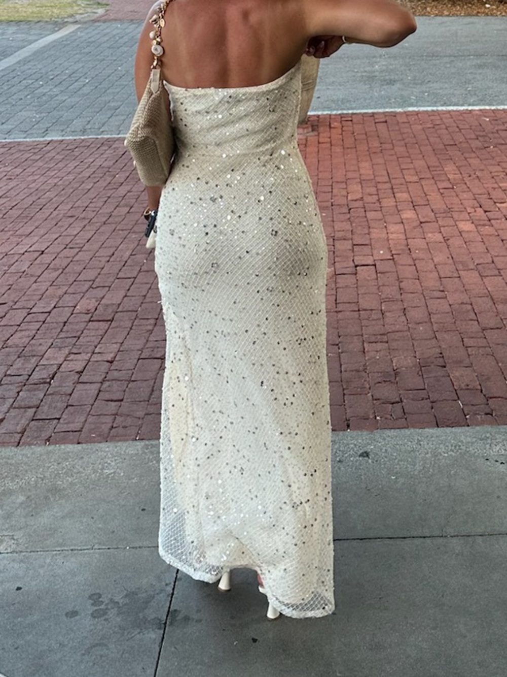 Peppermayo Strapless Sequin Gown in Ivory with Gold Accents - Picture 6 of 6